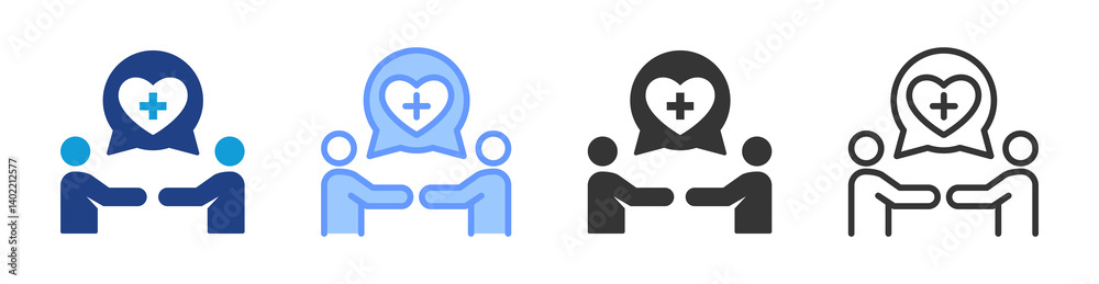 Poster consultation icon set multiple style collection