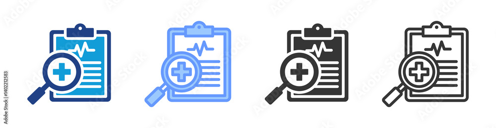 Poster diagnosis icon set multiple style collection