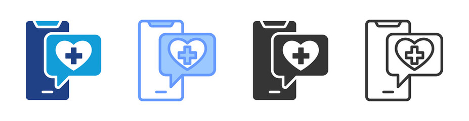 Obraz premium Telemedicine icon set multiple style collection