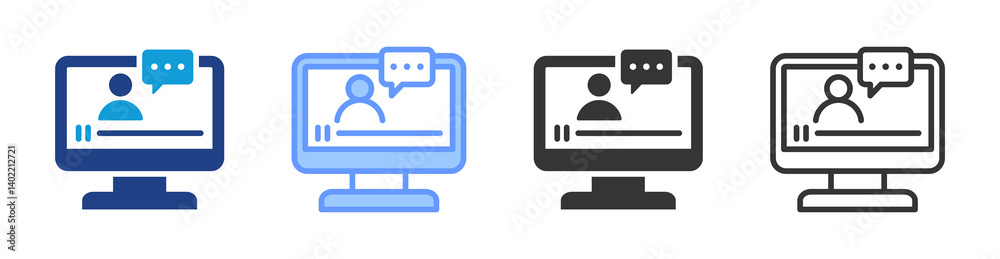 Aufkleber video conferencing icon set multiple style collection