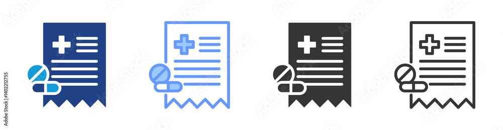 Poster Prescription icon set multiple style collection