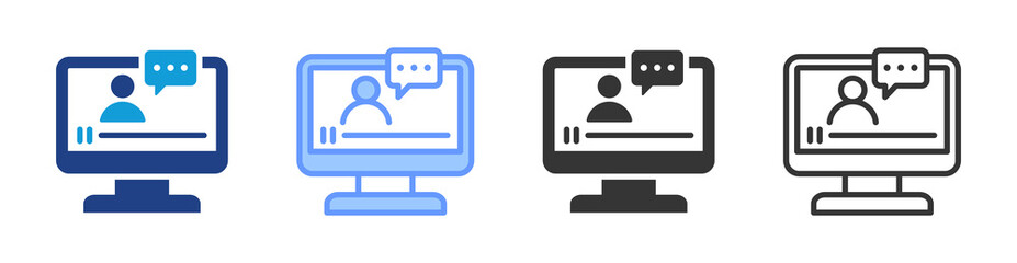 Video Conferencing icon set multiple style collection