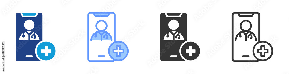 Aufkleber teleconsultation icon set multiple style collection