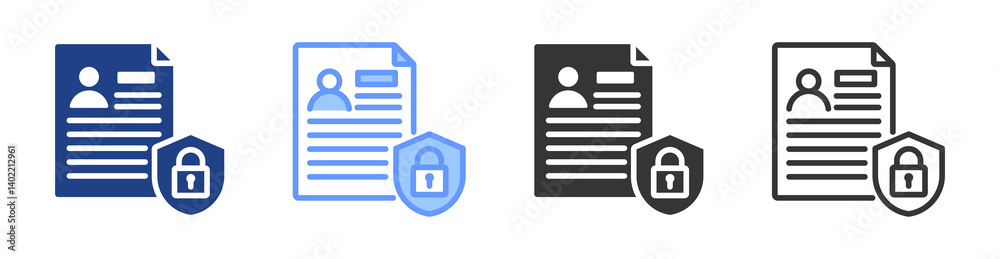 Poster Data Security icon set multiple style collection
