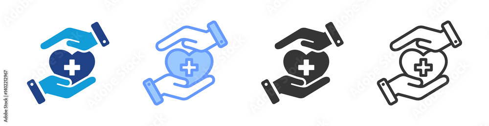 Poster primary care icon set multiple style collection