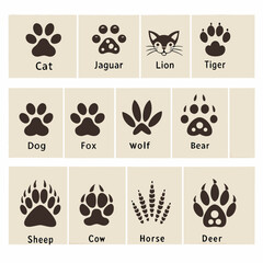 Fototapeta premium set of black and white animal icons