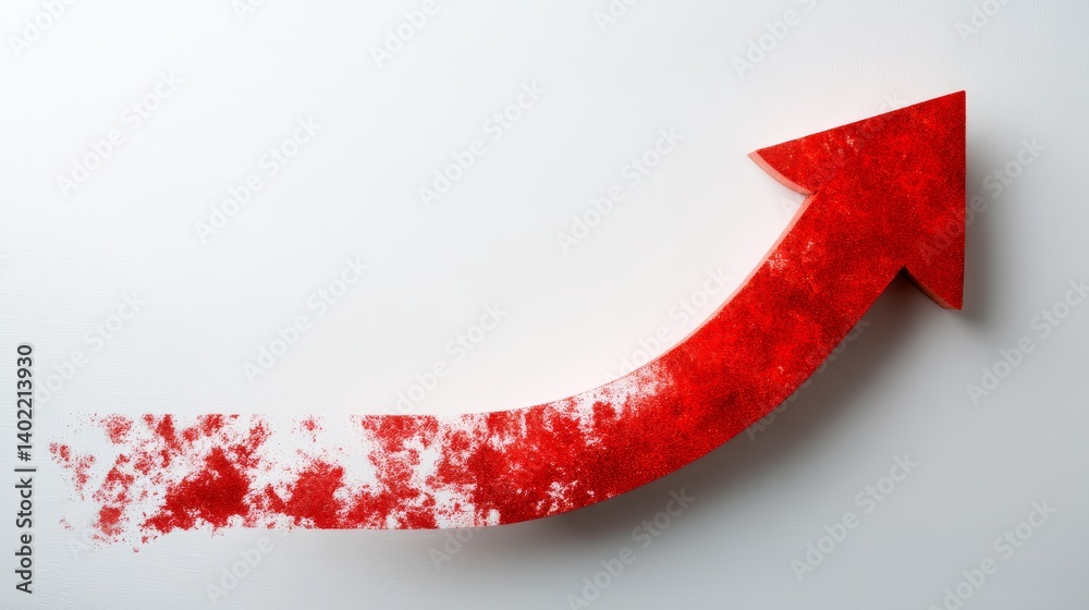 Poster a striking red arrow with a hand-drawn texture moves upward across a plain white backdrop, visually 