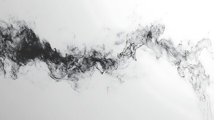 Fototapeta premium Abstract black smoke swirling gracefully against a white background, creating a dynamic visual effect