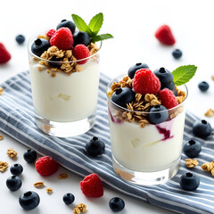 Homemade Yogurt Dessert with Berries and Oats
