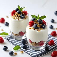 Healthy Breakfast Yogurt Glasses with Berries