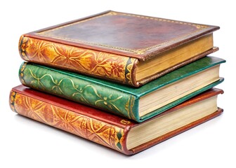 Fototapeta premium a stack of three vintage books with colorful covers