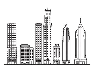 Flatiron Building clear vision simple black line art on white background