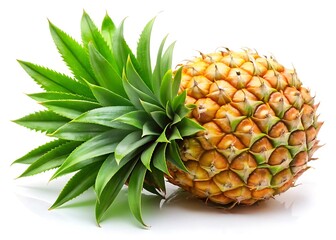 Fototapeta premium a whole pineapple with green leaves on a white background