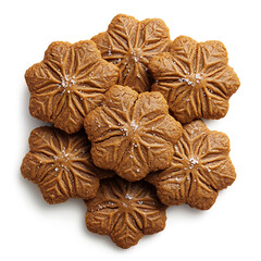 Fototapeta premium Soft and chewy gingerbread cookies with a spicy ginger flavor and sugary icing, isolated white background, modern art style