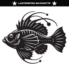 Fototapeta premium silhouette of lanternfish vector isolated on a white background 