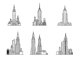 Fototapeta premium Freedom Tower clear vision simple black line art on white background