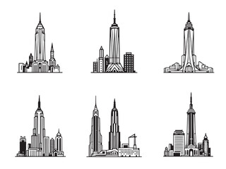 Fototapeta premium Freedom Tower clear vision simple black line art on white background