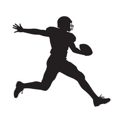 American Football Player Catching Silhouette vector black color silhouette White Background.