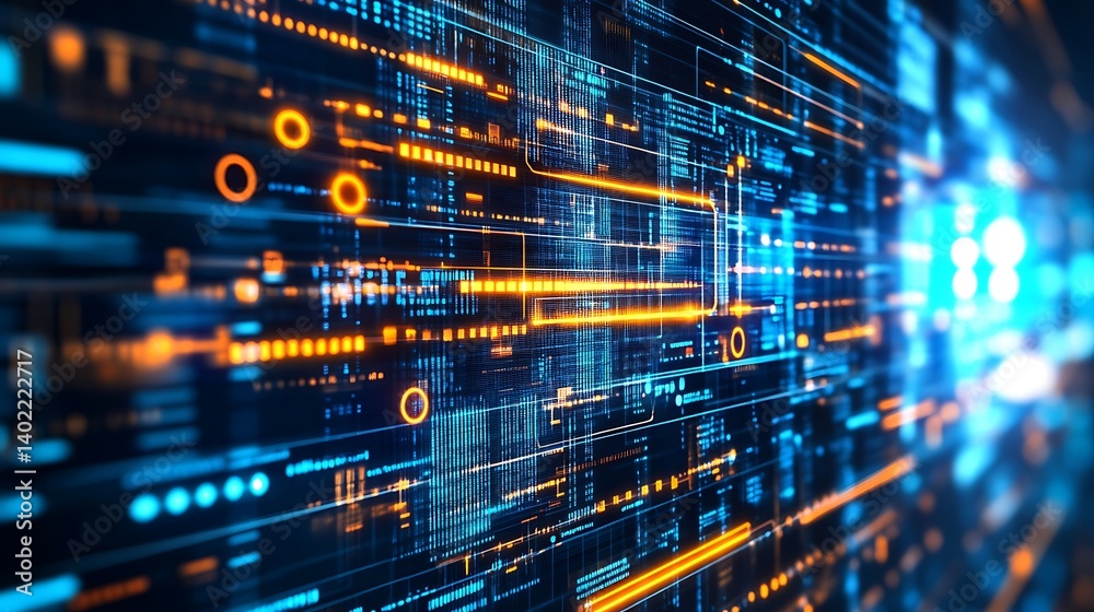Aufkleber abstract digital background with glowing lines and patterns, representing technology and data flow