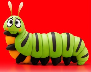 Sad Caterpillar Red Background