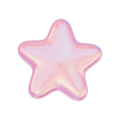3D Glassy Pink Star on Transparent background