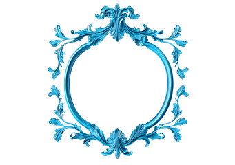 Ornate blue vintage frame isolated on transparent background