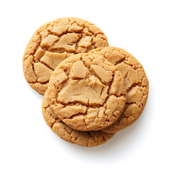 Soft and chewy peanut butter cookies with a crumbly texture and nutty flavor, isolated white background, modern art style