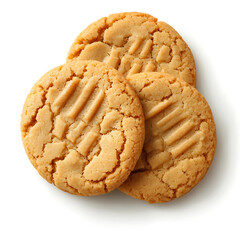 Soft and chewy peanut butter cookies with a rich, nutty flavor and a slightly crisp edge, isolated white background