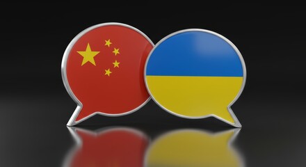 Obraz premium Diplomacy and Dialogue Conceptual 3D Render: China and Ukraine Discussing Key Issues