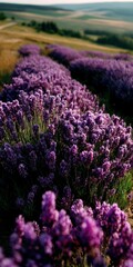 Obraz premium Lavender blooms in a sunny field during summer