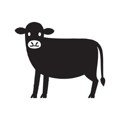 Cute funny cow vector black color silhouette White Background.