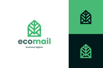 leaf eco mail logo vector