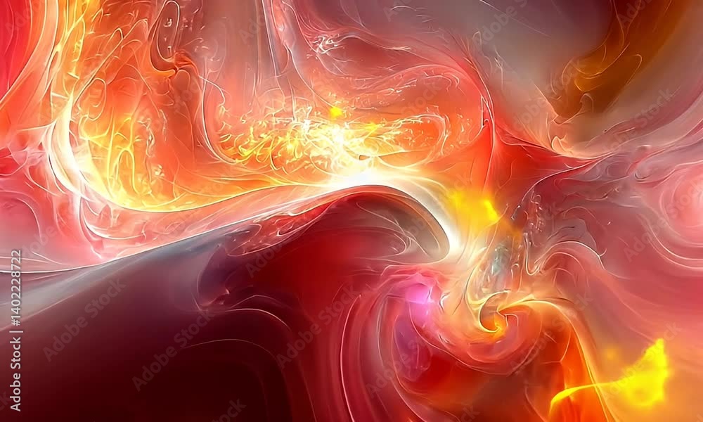 Sticker dynamic abstract visualization of fluid energy swirling in vibrant colors with glowing lights and in