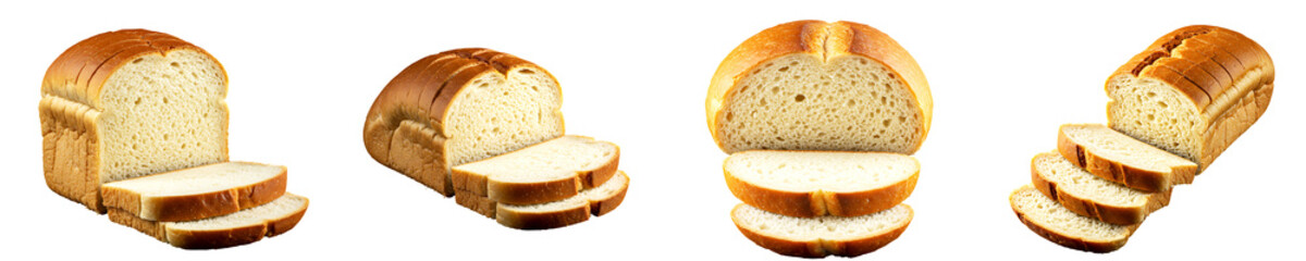 Fresh Sliced White Bread Loaf On Transparent Background

