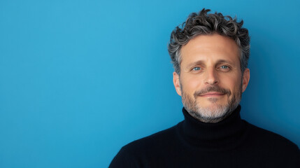 Obraz premium A man with a mischievous smirk against a solid background, ideal for creative projects or stock imagery.