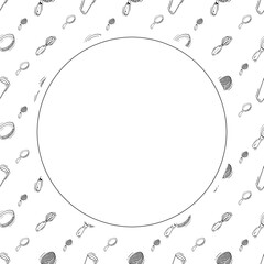 kitchen utensil frame. doodle kitchenware circle frame. kitchen background