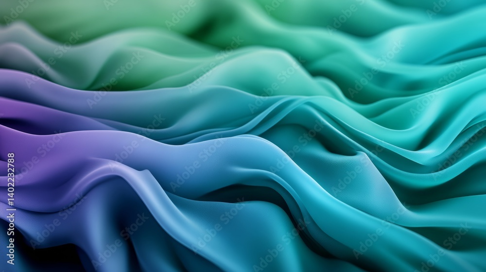 Leinwandbilder Wide-angle shot showcases a gradient background merging deep blue and emerald green with soft light transitions, providing a captivating abstract effect for artwork
