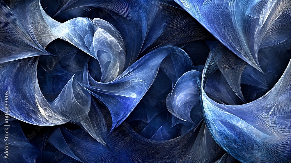 Aufkleber abstract swirling blue and white fractal patterns creating a dynamic visual experience