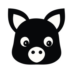 A cute pink cartoon rabbit and pig vector illustration shows a funny farm animal smile