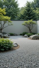 Obraz premium Serene Zen Garden with Rocks and Pristine Gravel Pathway in Nature