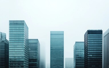 Fototapeta premium Foggy City Skyscrapers