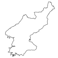 North Korea Outline Map, East Asian Nation Border