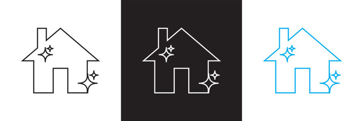 House Cleaning Icons set.  Cleaning service related icons.    Design for decoration, sticker, icon, etc. Vector illustration. isolated on white and black background. EPS 10