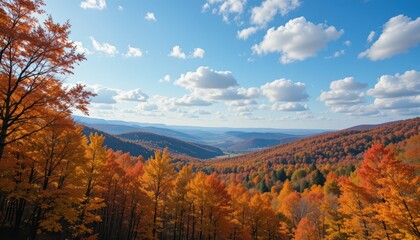 Fototapeta premium Breathtaking Autumn Landscape with Colorful Foliage and Clouds