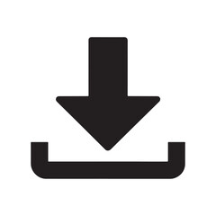 Down download arrow icon silhouette vector flat illustration design on white background