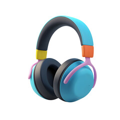 3D cartoon rendering of modern over-ear headphones, sleek and minimalist design,illustration,technology,earphones,object