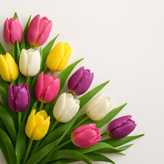 Obraz premium A vibrant arrangement of colorful tulips in full bloom