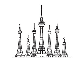 Obraz premium Neem Tree Line Art Illustration