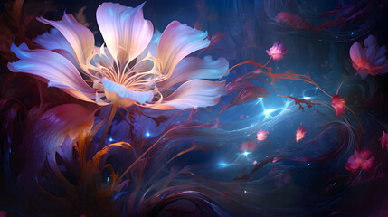Cosmic Flower with Nebula - like Background
