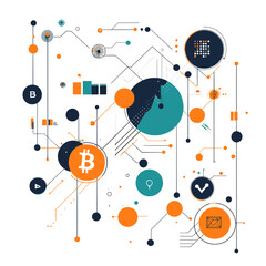 Obraz premium Abstract Network Technology Illustration with Bitcoin Symbol